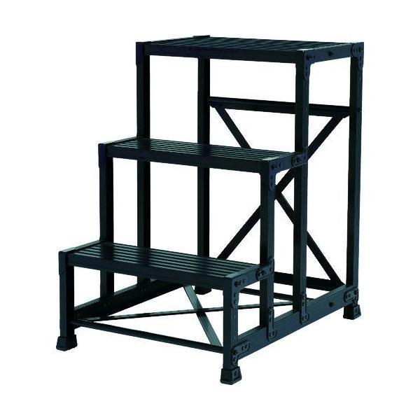 【個数：1個】 トラスコ中山 TRUSCO TSF369BK 直送 代引不可・他メーカー同梱不可 作業用踏台 アルミ製・高強度タイプ 3段 ブラック | 