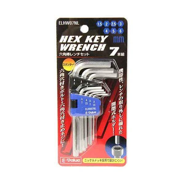 4977292209205 六角棒レンチセット ミリ ELHW07NL E-Value 藤原産業 六角レンチ ミリ7種 | 