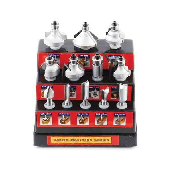 4977292386654 超硬ルータービットセット TRB-12S ウッドクラフター 6mm軸 藤原産業 作業工具 先端工具 | 