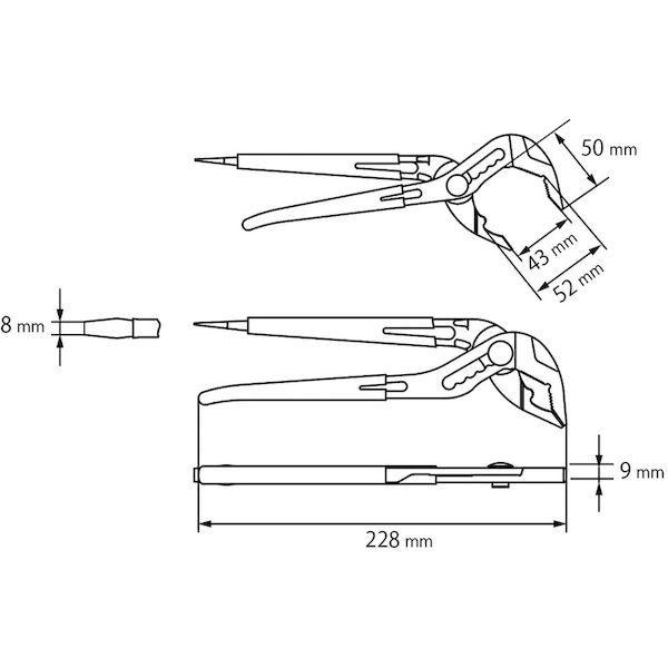 あすつく対応 「直送」 ロブテックス（エビ） ［UU4150D］ ハイブリッドポンププライヤー ドライバー柄付２２５ｍｍ 478-6611 | ブランド登録なし | 01