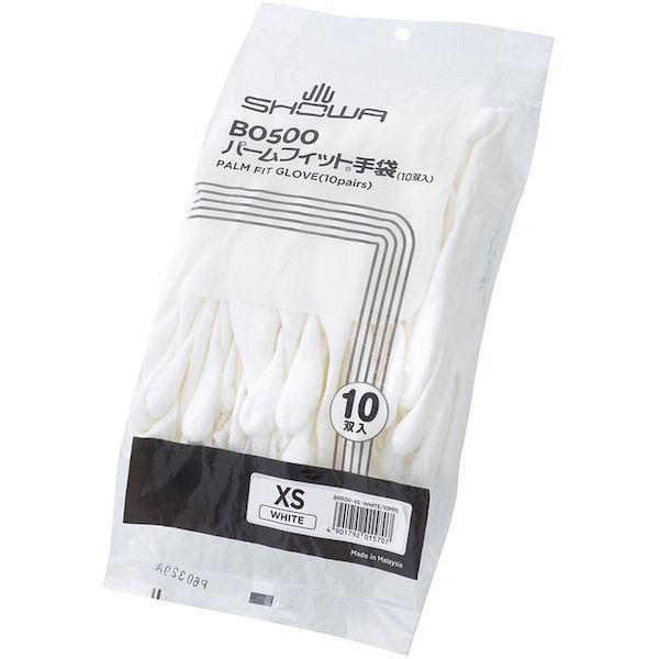 あすつく対応 「直送」 ショーワ B0500EUXS10P ウレタン背抜き手袋 Ｂ０５００ まとめ買い 簡易包装パームフィット手袋１０双入 ホワイト |  | 08