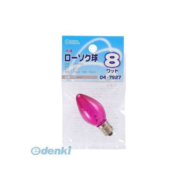 オーム電機 LB-C7208TE-CP 点滅ローソク球C7 E12 8Wピンク LBC7208TECP LB-C7208TE-CP | 