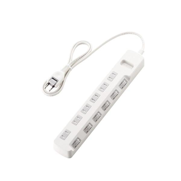 エレコム（ELECOM） ［T-E6A-2610WH］ ほこり防止シャッター付 省エネタップ TE6A2610WH | 