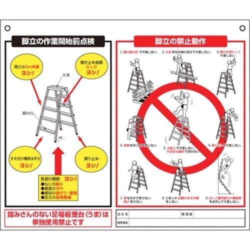 あすつく対応 「直送」 つくし工房  48J 標識 「脚立の点検項目、禁止動作」 48-J TSUKUSHI 780-8801｜ideca