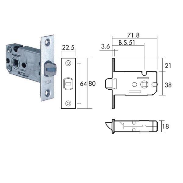 川口技研  LS-5K13-MS LSミニケース小判座シリンダー錠【ミニケースラッチ＋小判座セット】色：メタリックシルバー LS5K13MS |  | 02