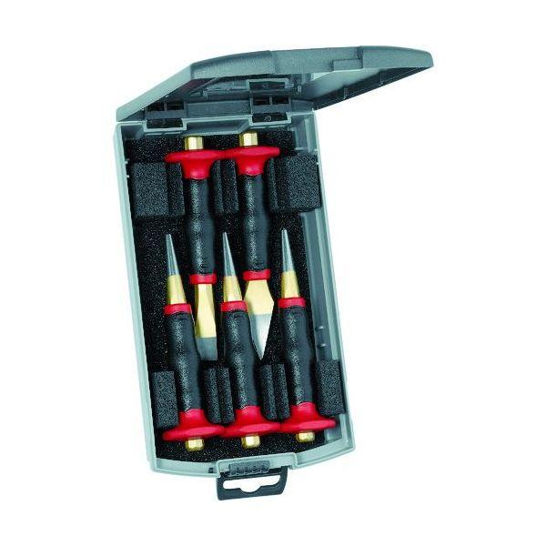 あすつく対応 「直送」 RENNSTEIG 4211020 ハンドガード付チゼル５点セット プラスチックボックス 421-102-0 | ブランド登録なし