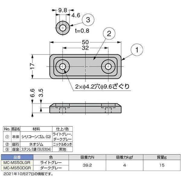 あすつく対応 「直送」 スガツネ工業  MCMS50DGR １４００２４４６９ ＭＣ−ＭＳ５０ＤＧＲシリコーンマグネットキャッチ | ブランド登録なし | 01