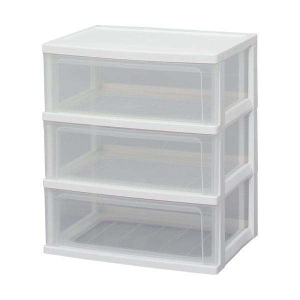 アイリスオーヤマ  W543 ２２１３２８ ワイドチェスト クリア Ｗ−５４３ 3段 収納ボックス 収納ケース 引き出し クローゼット | 