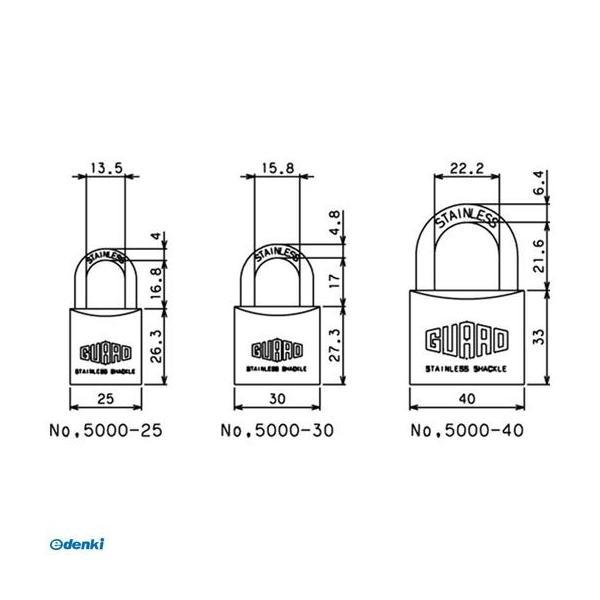 ガードロック  NO.5000-30MM ステンレス南京錠 No．5000 シルバー 30mm NO.500030MM |  | 02
