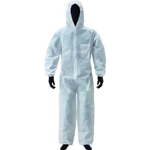 あすつく対応 「直送」 アゼアス AZWORK1000W-M 使い捨て保護服 ＰＰ続服 ＡＺ ＷＯＲＫ 白色 Ｍ | 