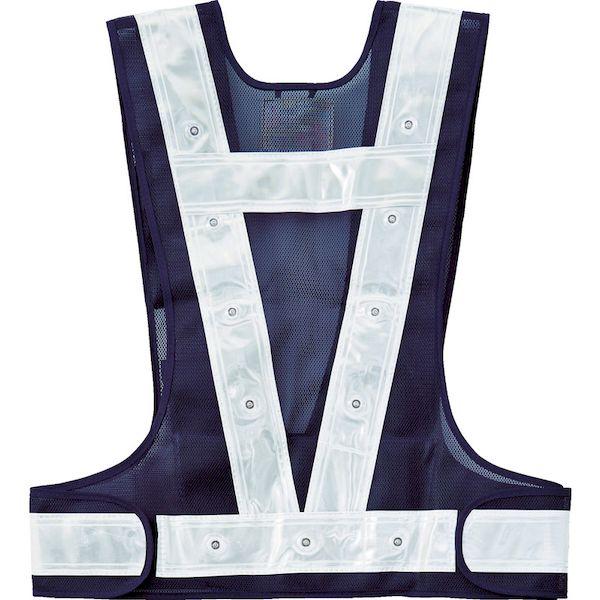 あすつく対応 「直送」 緑十字  238096  多機能ＬＥＤセーフティベスト 紺／赤発光／白反射 多機能ＬＥＤベスト−ＫＷ−Ｒ フリーサイズ メッシュ生地 238096 |  | 01