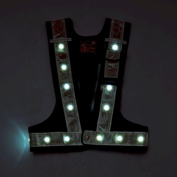 あすつく対応 「直送」 緑十字  238098  多機能ＬＥＤセーフティベスト 紺／白発光／白反射 多機能ＬＥＤベスト−ＫＷ−Ｗ フリーサイズ メッシュ生地 238098 | ブランド登録なし | 02