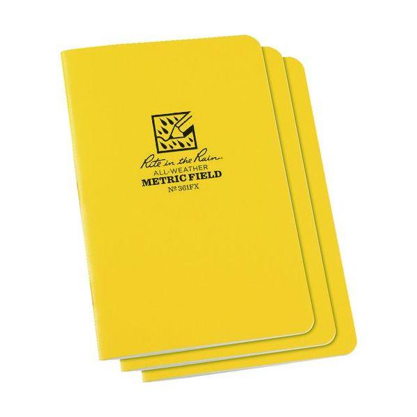 あすつく対応 「直送」 ＲＩＴＲ  361FX  ４ ５／８Ｘ７ ステイプルノートブック ３冊セット メトリックフィールド・イエロー 361FX | 