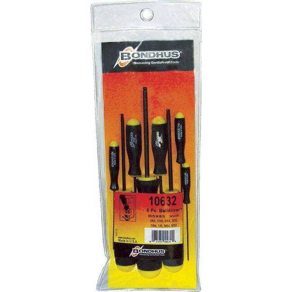 あすつく対応 「直送」 ボンダス  BSX8S  ボールポイント・ドライバー インチ セット８本組 ０．０５０−５／３２ BSX8S BONDHUS ドライバーインチ8本組 |  | 01