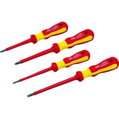 あすつく対応 「直送」 ＫＴＣ  PMDEZA4  絶縁ドライバセット ４本組 ＥＮ６０９００適合品 刃先Ｎｏ．１、Ｎｏ．２、マイナス４、マイナス５． | 