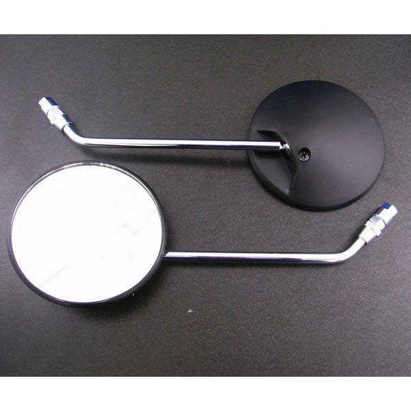 ALBA アルバ 101-019 バックミラー／丸型ブラック【メッキステー】 8mm 正ネジ ／左右セット【カブ等】 101019 | 