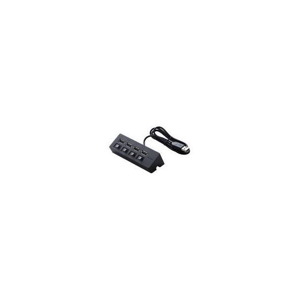 エレコム ELECOM U2H-TZS428SBK USBHUB2．0／機能主義／個別スイッチ付／セルフパワー／4ポート／100cm／ブラック U2HTZS428SBK | 