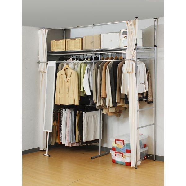 【予約受付中】【2月下旬頃入荷予定】エスエイ企画 SK-201S 直送 代引不可 ツッパリクローゼットハンガーラック フロントハンガー付 標準 SK201S |  | 02