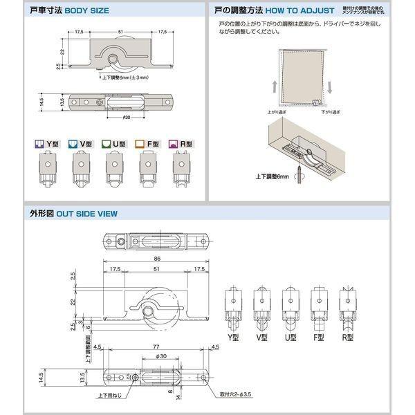 家研販売 KAKEN 4983658135309 木製用 調整戸車 K3F−V2 |  | 01