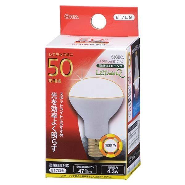 オーム電機 LDR4L-W-E17 A9 ＬＥＤ電球 レフランプミニ形（50形相当/471lm/電球色/E17/配光角150°/密閉形器具対 |  | 01