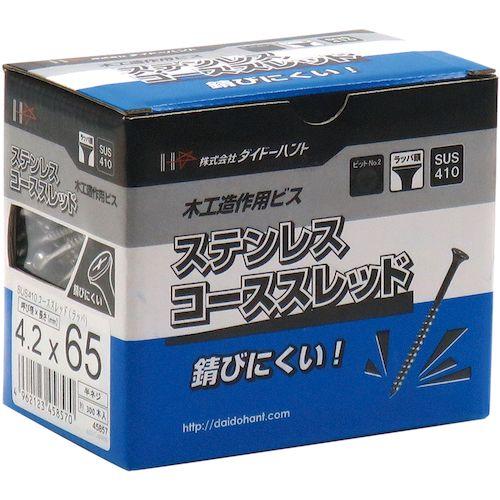 あすつく対応 「直送」 ダイドーハント 00045857 ステンレス ＳＵＳ４１０ コーススレッド　ラッパ頭　４．２ｘ６５ 約３００本入 |  | 03