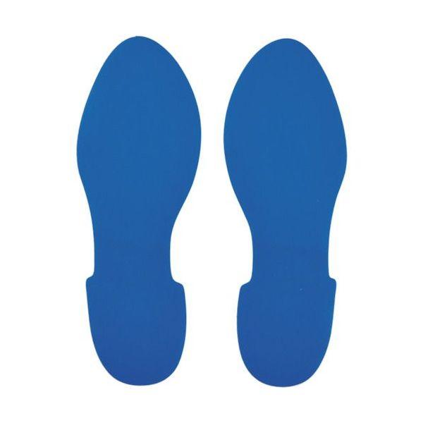 あすつく対応 「直送」 緑十字 403004 路面表示ステッカー 足型／青 ＱＣＦＴ−ＢＬ ２８０×１００ｍｍ 左右各１枚／計２枚組 | 