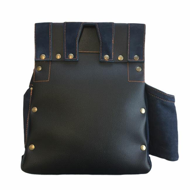 在庫 ふくろ倶楽部 SZN836NV 朱雀ヌバック六型墨つぼホルダー付 INDIGO 材質:ヌバック(牛革)+人工皮革 釘袋 腰袋 釘袋 道具袋 工具 あすつく対応 |  | 01