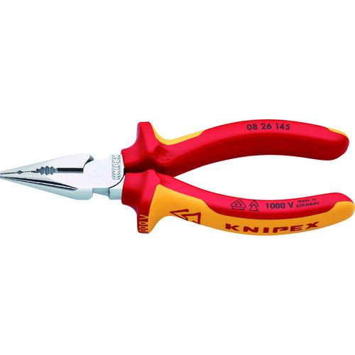 あすつく対応 「直送」 ＫＮＩＰＥＸ 0826145 １０００Ｖ絶縁ニードルノーズペンチ　１４５ｍｍ 826145 | ブランド登録なし