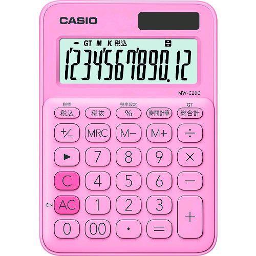 あすつく対応 「直送」 カシオ MW-C20C-PK--N ミニジャスト型カラフル電卓 ペールピンク MWC20CPKN | 