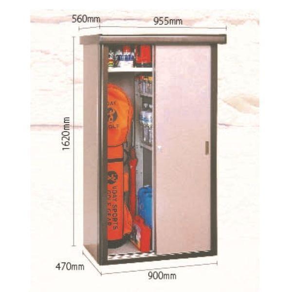 ダイマツ DM-0808 直送 代引不可 DM物置収納庫 奥行470×幅900mmタイプ スチール製 屋外用物置 鍵付き 2枚引戸 DM0808の画像