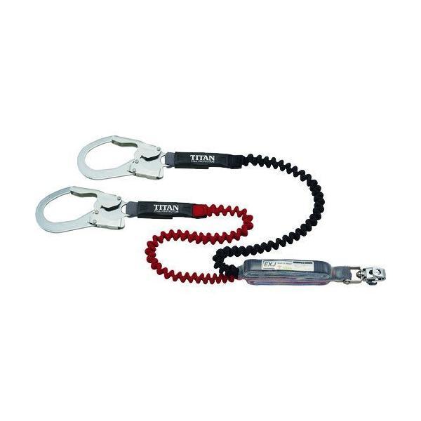あすつく対応 「直送」 サンコー安全帯 タイタン HLERW130BP ＥＸＪ伸縮ストラップ式 タイプ１ランヤード ブラック／レッド ダブル 墜落制止用器具 EXJ伸縮スト | 