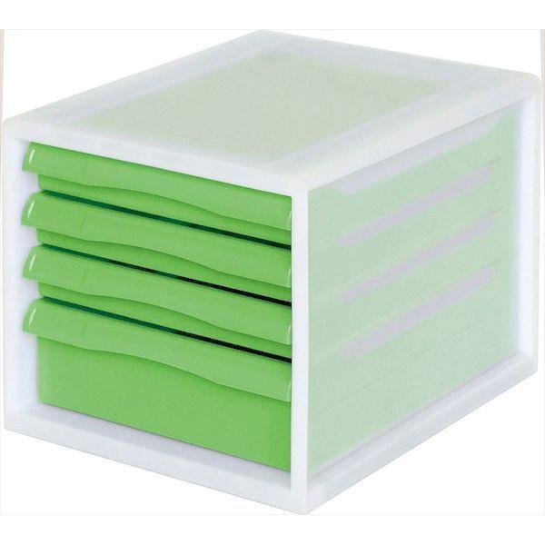 ナカバヤシ A4E-P04KG/B A4レターケース一体 PP 浅3段深1段 グリーン A4EP04KG/B | 