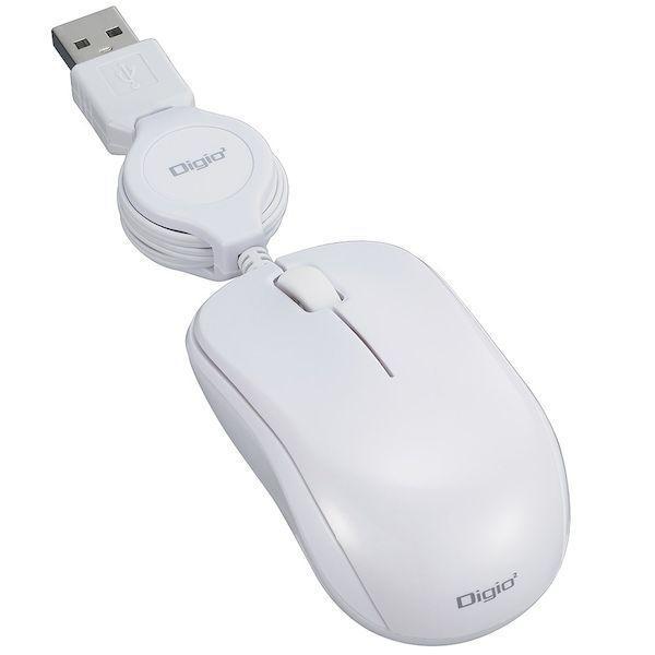 ナカバヤシ MUS-UKT166W 小型巻取有線3ボタンBlueLEDマウス／ホワイト MUSUKT166W | 