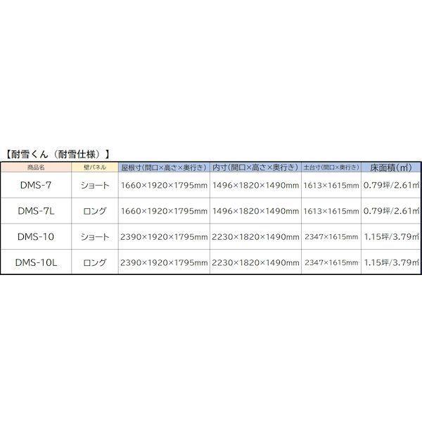 ダイマツ DMS-10L 直送 代引不可 多目的万能物置 耐雪くん 耐雪仕様 間口2400×奥行1800mmタイプ ロングパネル DMS10L_1