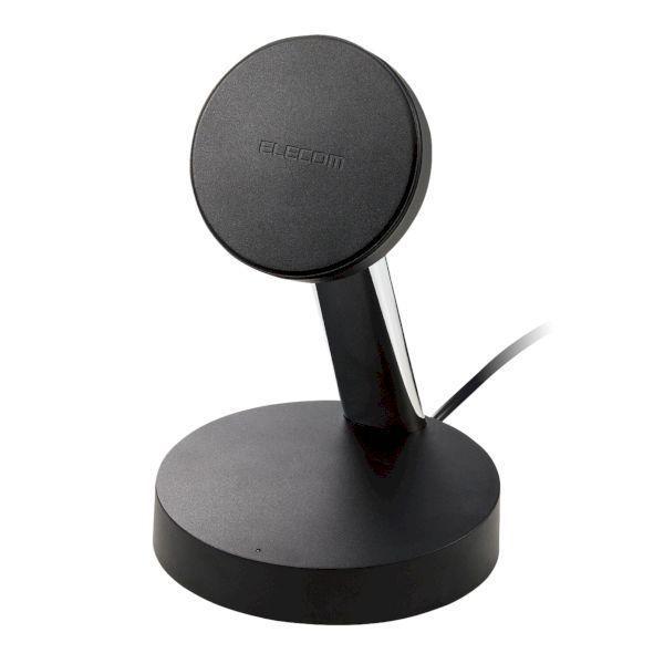エレコム ELECOM W-MS02BK ワイヤレス充電器 7．5W マグネット式 スタンドタイプ 縦置き／横置き両対応 ケーブル一体 1．5m ブラ | 