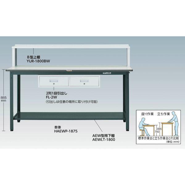 【個人宅配送不可】トラスコ TRUSCO HAEWR-0960F2 直送 代引不可 HAEWR型立作業台 900X600XH885 2段引出付 HAEWR096 |  | 01