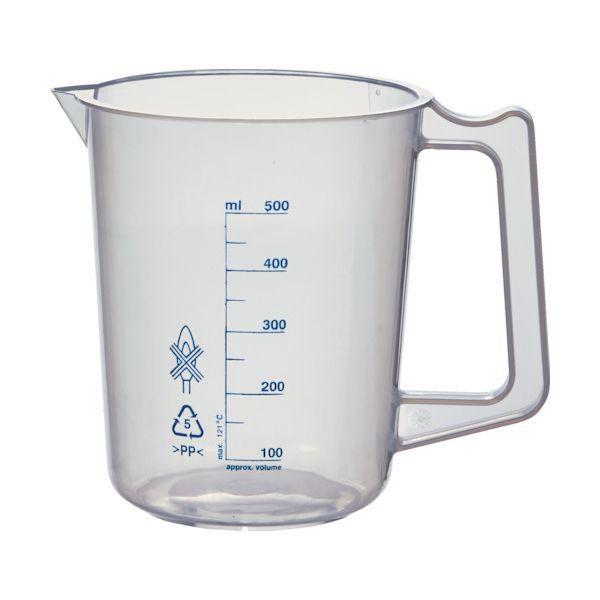 あすつく対応 「直送」 ＴＲＵＳＣＯ HPB-500 ポリプロピレン青目盛ビーカー 500ml 取手付 HPB500 | 