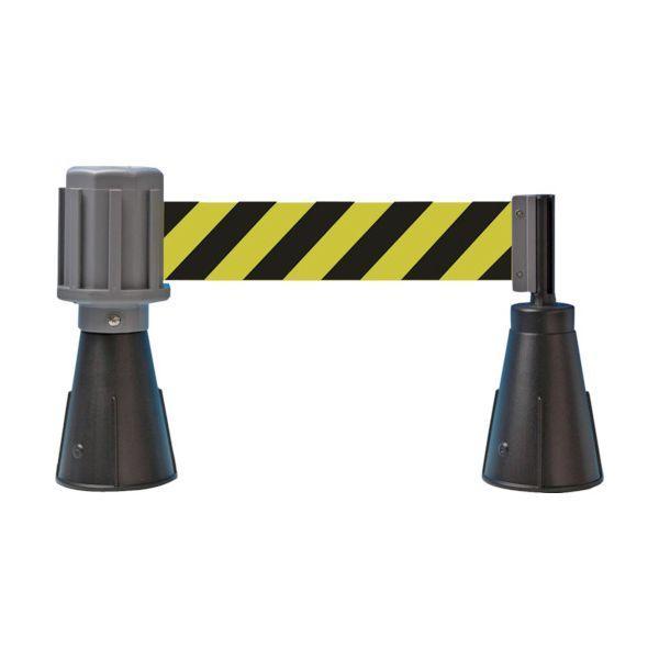 あすつく対応 「直送」 緑十字 284091 コーン用ベルトパーテーション ベルト：黄／黒 トラ柄 バリアライン−1 テープ長さ5m | 