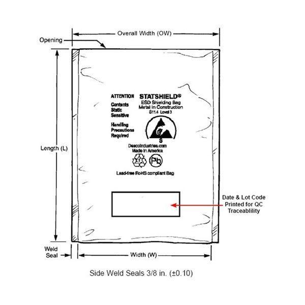 ＤＥＳＣＯ 13601 ESDバッグ、STATSHIELD、メタルイン、ジップ式、51mmx76mm、入数100 |  | 01
