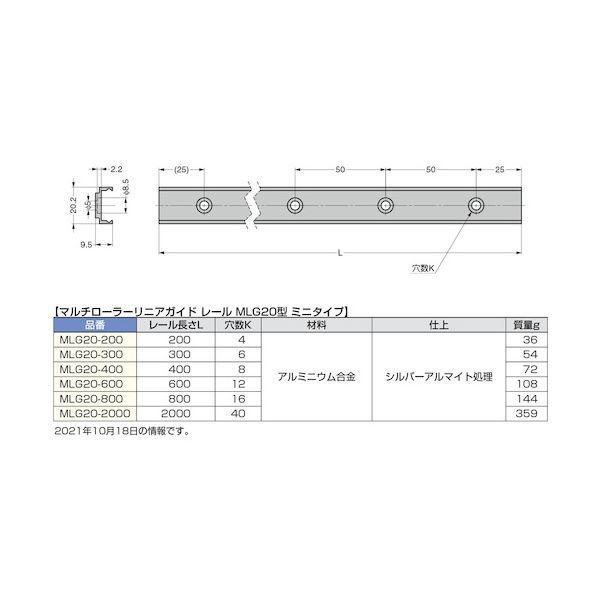 スガツネ工業 MLG20-400 １９００４５７６５ ＭＬＧ２０−４００マルチローラーリニアガイドレール MLG20400 |  | 01