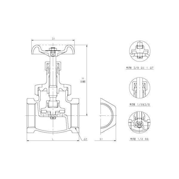 【個人宅配送不可】【個数：1個】ＳＵＮＣＯ 4549663041044 直送 代引不可 KITZ グローブバルブ G 25A 1”_1