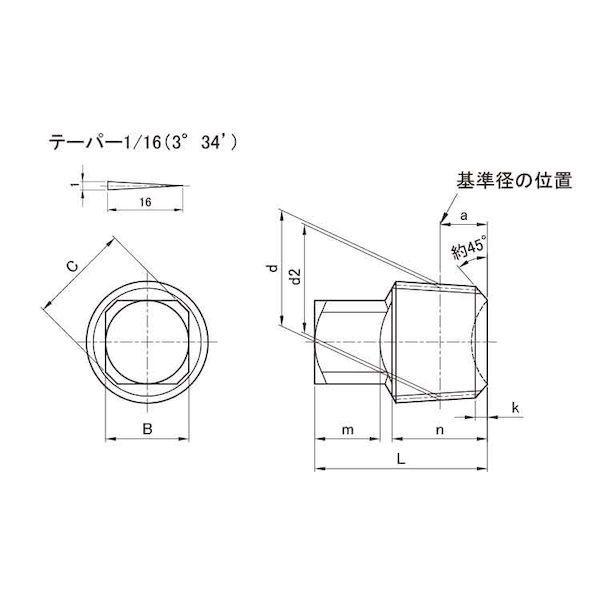 【個人宅配送不可】【個数：100個】ＳＵＮＣＯ 4550041866548 【100個入】 直送 代引不可 BSプラグ 四角頭 R1／4−19X19_1