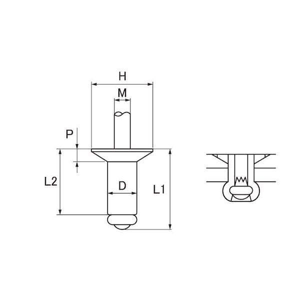 【個人宅配送不可】ＳＵＮＣＯ 4942131725666 【1000個入】 直送 代引不可 ＊ POPリベット 皿頭 アルミ−ステン TAPK54SSBS_1