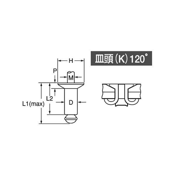 【個人宅配送不可】ＳＵＮＣＯ 4942131729718 【1000個入】 直送 代引不可 ＊ POPリベット ピール アルミーテツ 皿頭 TAPK43SW_1