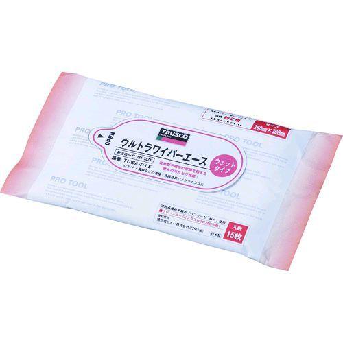 あすつく対応 「直送」 TRUSCO TUWA-P15 ウルトラワイパーエース ウエットタイプ パウチ１５枚入 TUWAP15 284-7078 | 