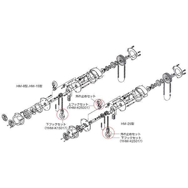 あすつく対応 「直送」 【個数：1個】象印 YHM-K15017 手動チェーンブロック用パーツ ＨＭ−１５用下フックセット ＹＨＭ−Ｋ１５０１７ YH |  | 02