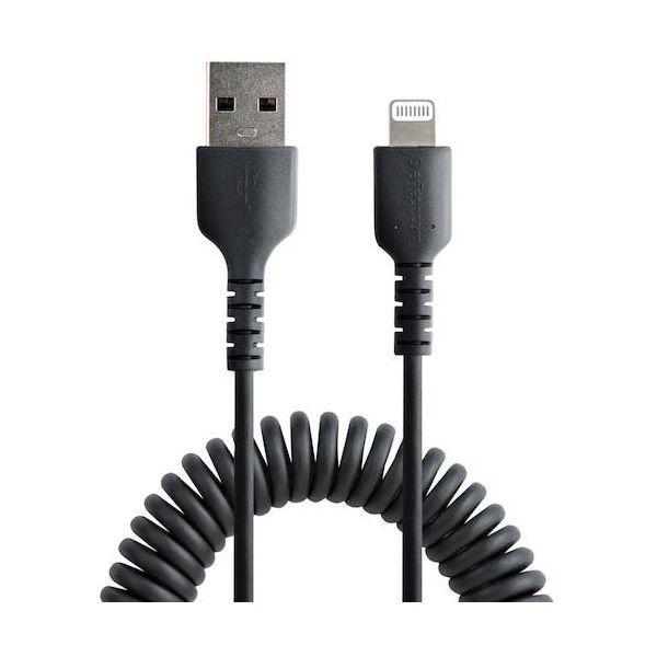 スターテック RUSB2ALT50CMBC Lightningケーブル／USB−A／50cm／高耐久／コイル型／ブラック／iPhone ライトニング |  | 02