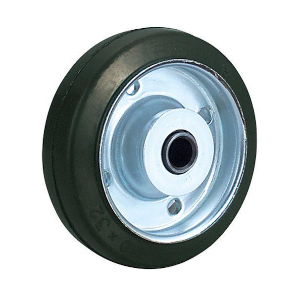 ユーエイ W-130 12MM 車輪 鋼板ホイルゴム車輪 130径 車軸12φ W13012MM | 