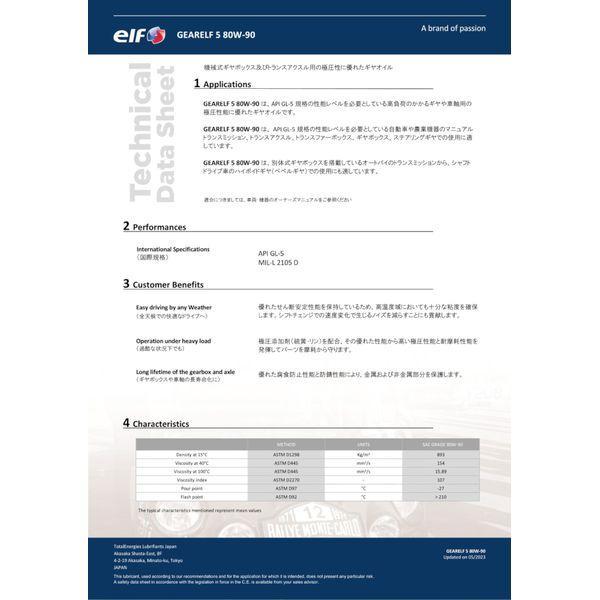 elf エルフ 217032 GEAR 5 80W90 1L |  | 02
