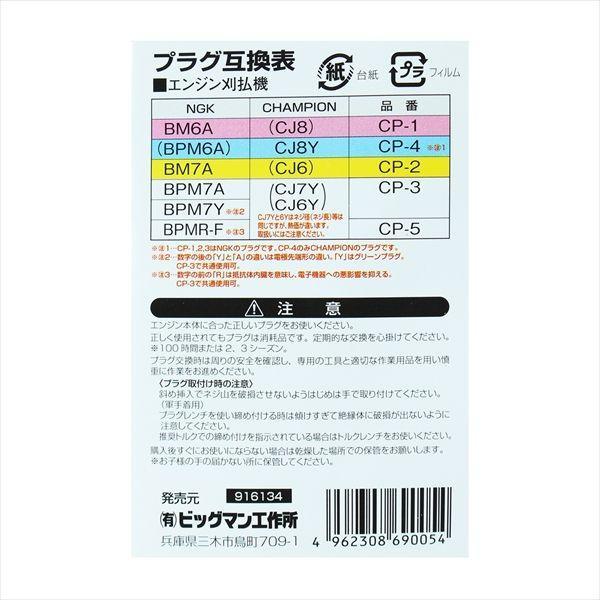 直送 代引不可・他メーカー同梱不可 4962308690054 BIGMAN チェーンソー用替プラグ BPMR−6F CP-5 |  | 03